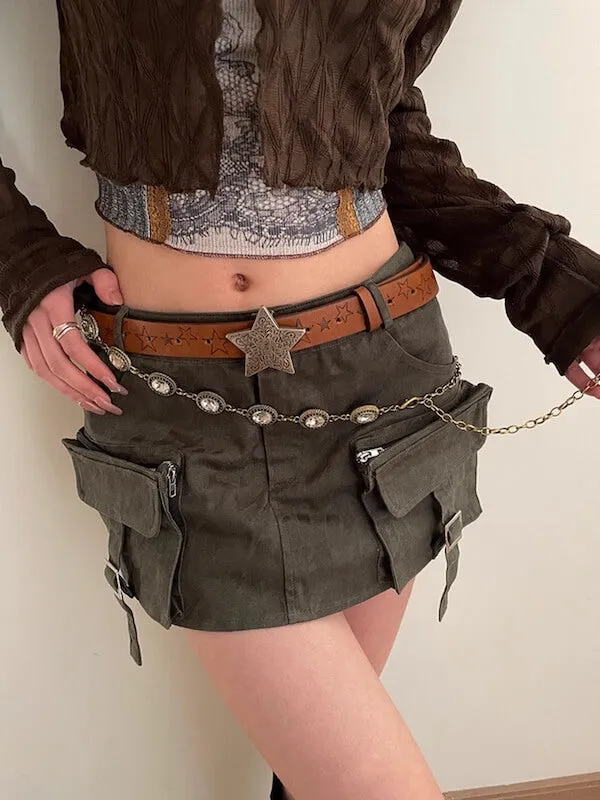 Retro star buckle belt