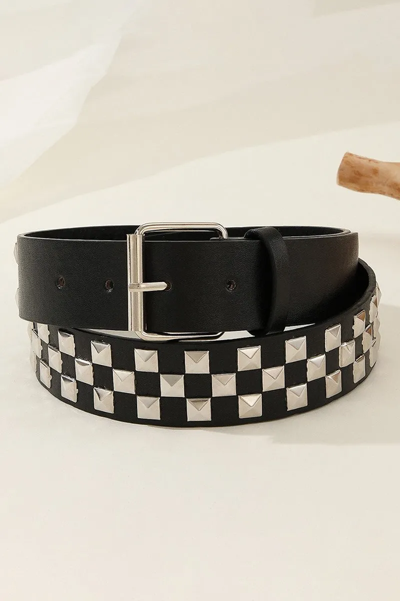 Retro Studded Black Belt