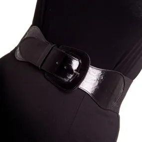 Rizzo Black Patent Stretch Belt by Hell Bunny