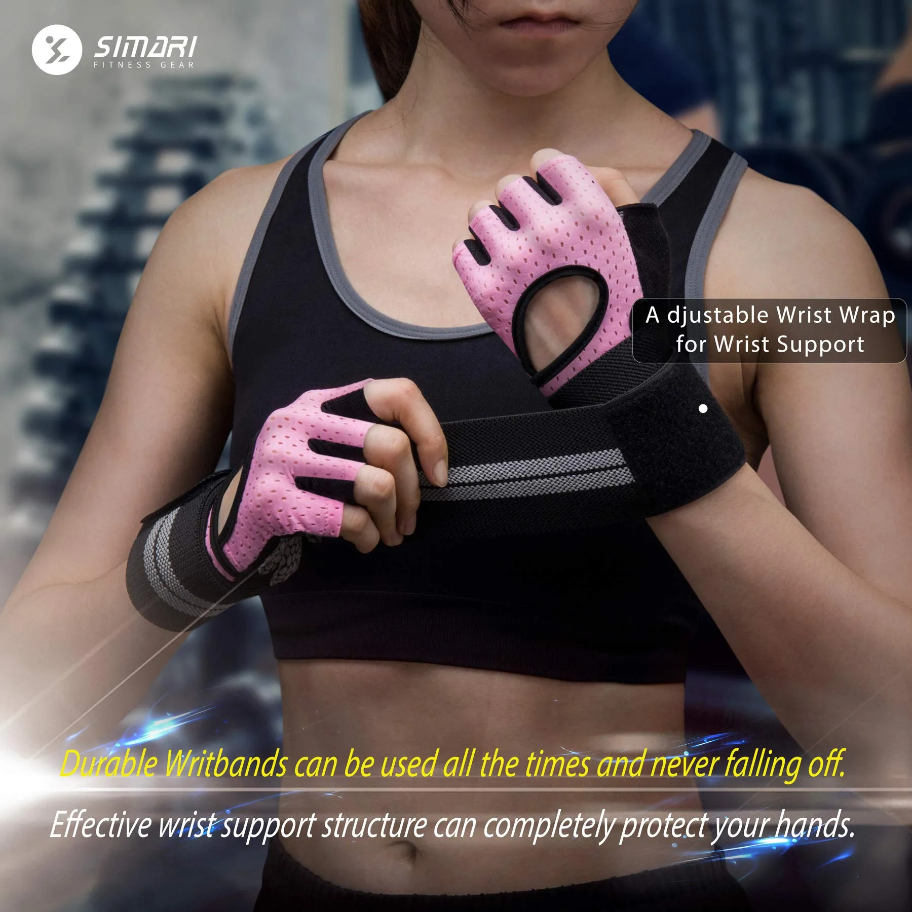 SIMARI Workout Gloves for Women Men,Training Gloves with Wrist Support for Fitness Exercise Weight Lifting Gym Crossfit,Made of Microfiber and Lycra