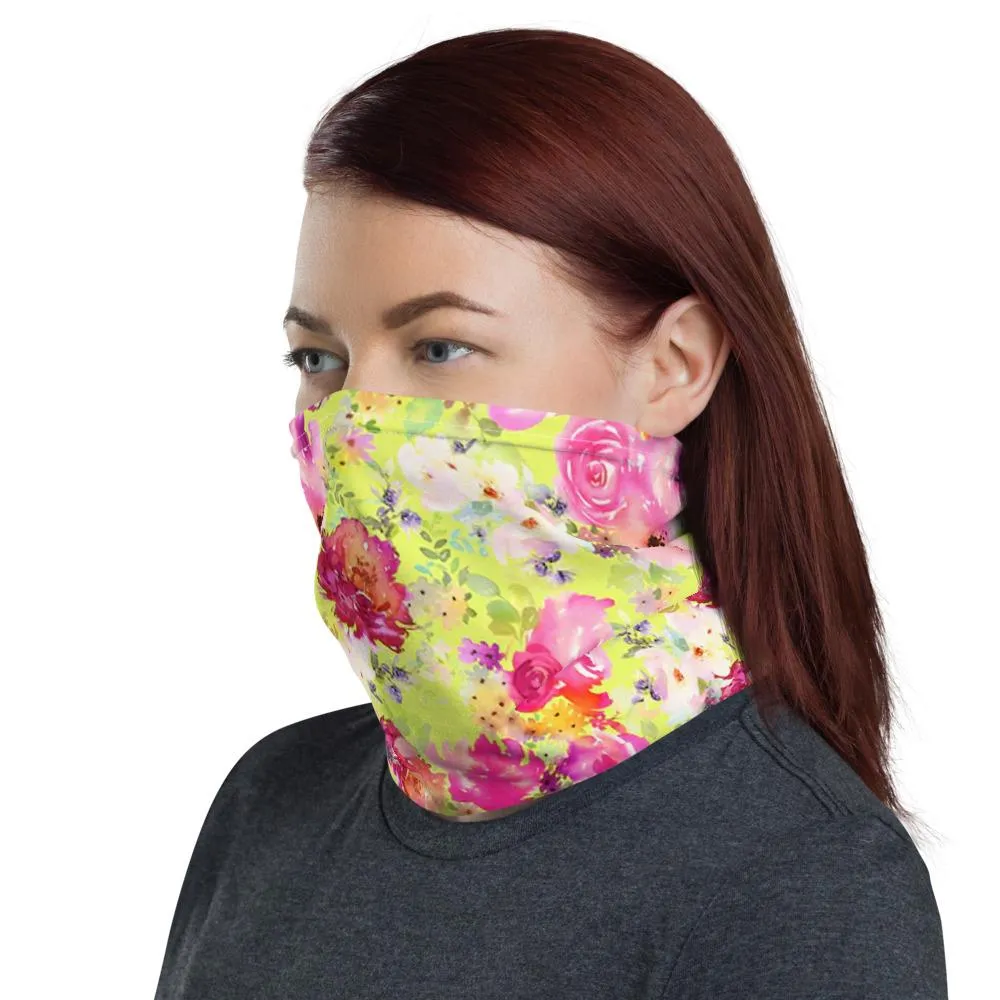 Summer red roses floral flower neck Gaiter scarf mask, reusable washable fabric tube scarf Face cover Scarves, headband head wear for women