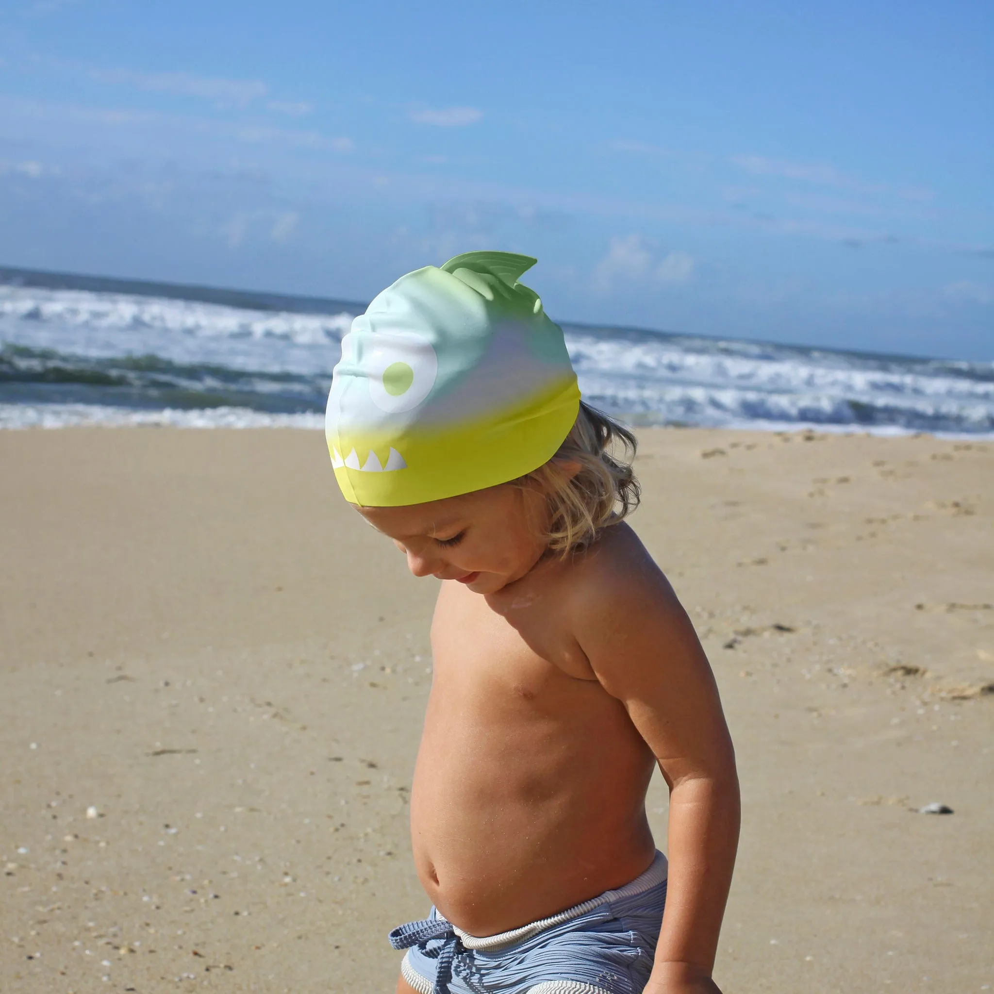 Sunnylife Kids Shark Tribe Shaped Swimming Cap in Multicolour