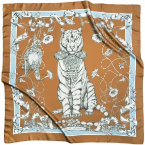 Totem Tiger Midi Silk Scarf Camel