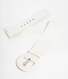 White Leatherette Cinch Belt