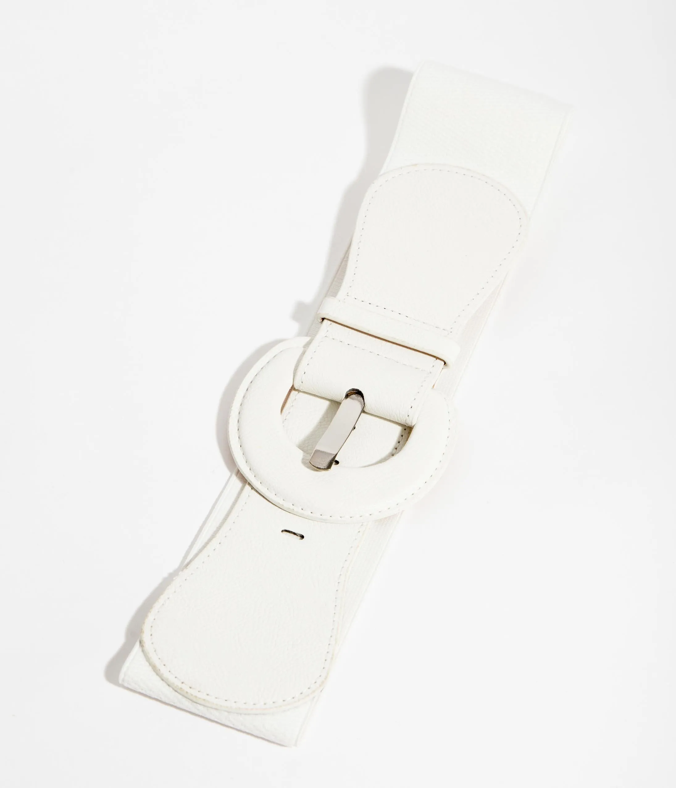 White Leatherette Cinch Belt