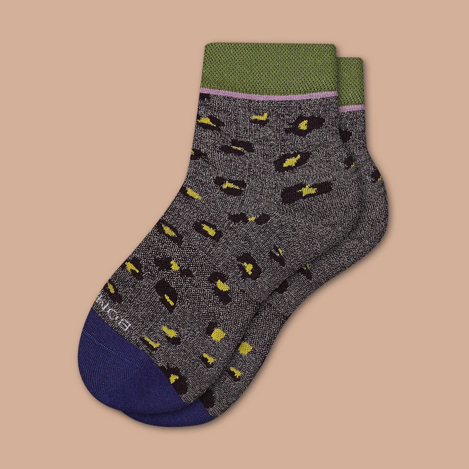 Women's Lightweight Sparkle Leopard Quarter Socks