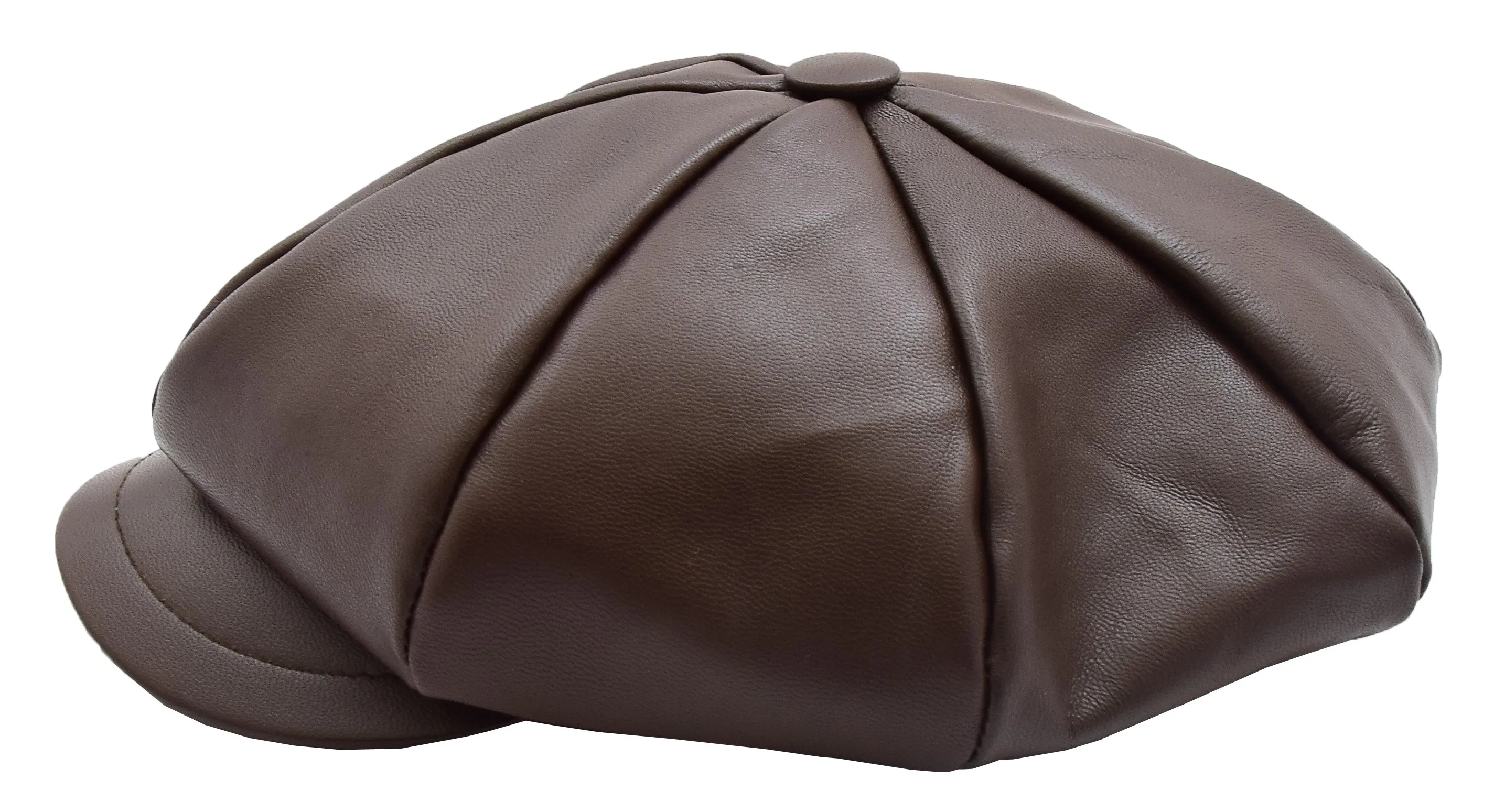 Womens Soft Leather Baker-boy Cap Classic Headwear Lucia Brown