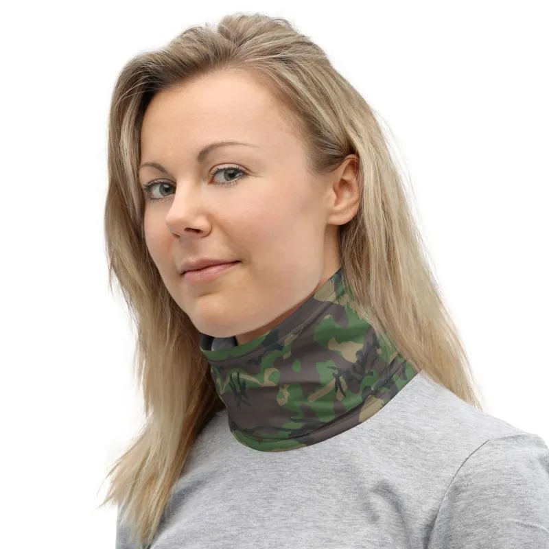 Woodland camouflage Army green camo military tactical neck gaiters face mask covers, tube scarf, Balaclava Beanie scarves headband men/women