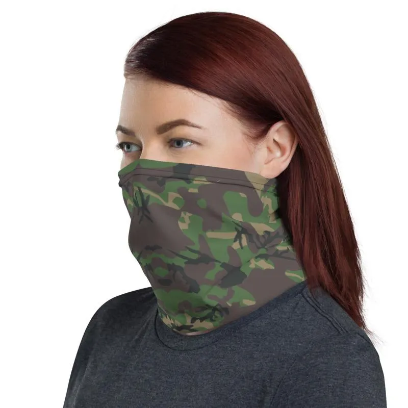 Woodland camouflage Army green camo military tactical neck gaiters face mask covers, tube scarf, Balaclava Beanie scarves headband men/women