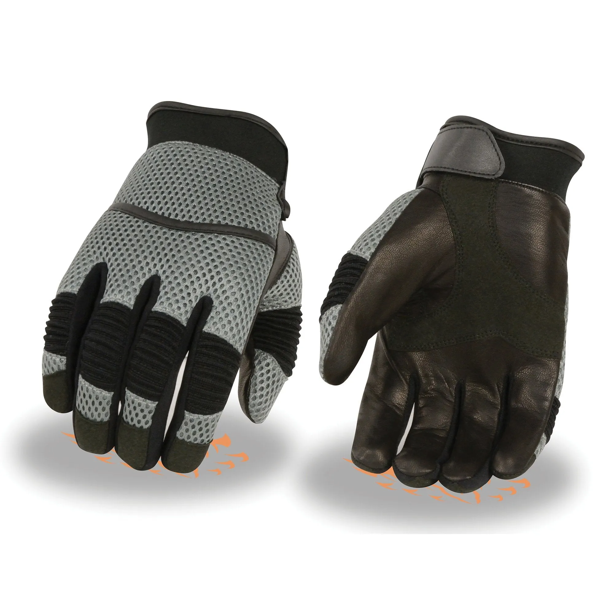 Xelement XG791 Men's Black and Grey Mesh and Leather Racing Gloves