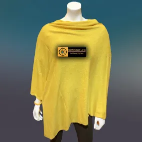 Yellow Tibetan Golden Lotus Boat Neck Cashmere Poncho